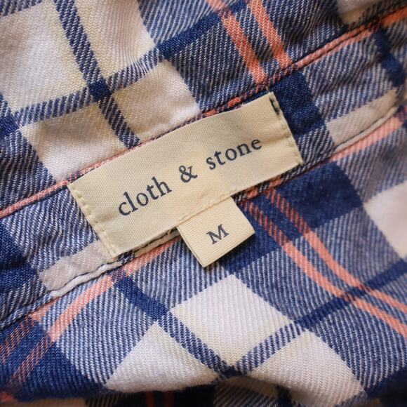 CLOTH & STONE Plaid Button Up Shirt Blue Collared Long Sleeve Women's M - Picture 9 of 11